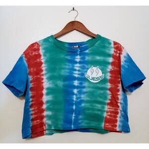 Guess x J Balvin Tie Dye Cropped Tee Shirt Women's Festival Streetwear SZ S/P